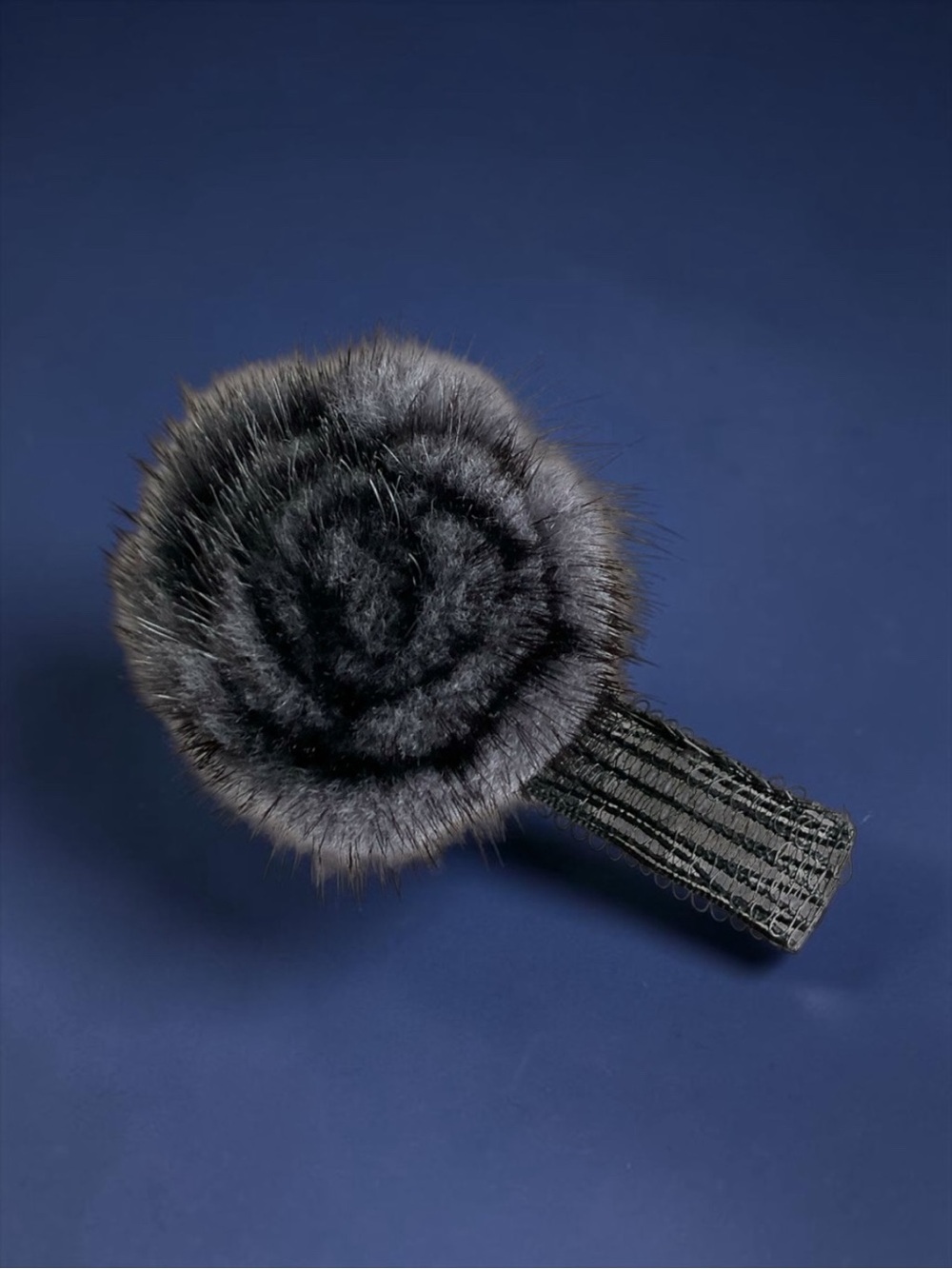💖 Gray Mink Fur Rosette Hair Tie 💖